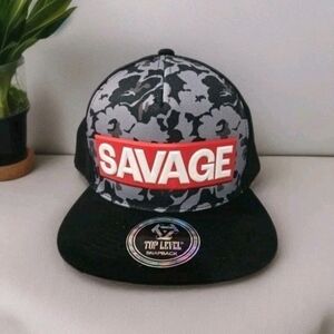 Top Level Snapback Baseball Cap Hat 3D Savage Camo Graphic NWT